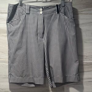 Nike Golf Women's Black White Houndstooth Stretch Bermuda Shorts Size 10